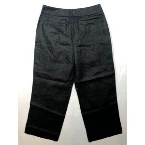 J.Crew High Rise Pleated Pants Linen Blend Wide Leg Black AN010 Women's Size 8